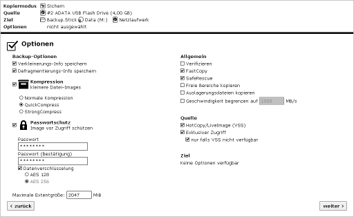 Optionsauswahl (Beispiel)