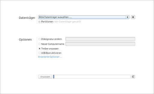 Hauptbildschirm der OS-Adjust App