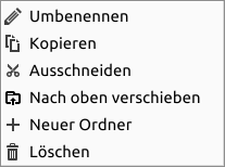 Beispiel für das Kontextmenü eines Elements in Spot