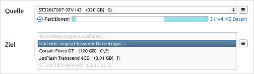 Datenträgerauswahl