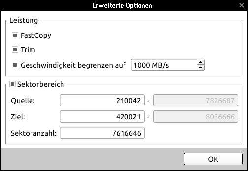 Erweiterte Optionen
