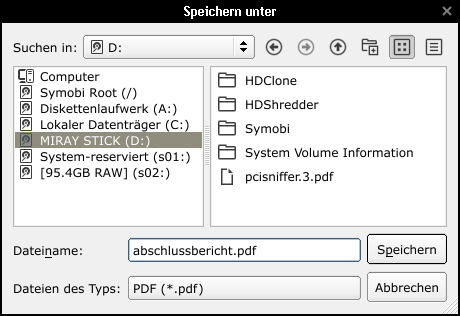 Bericht speichern