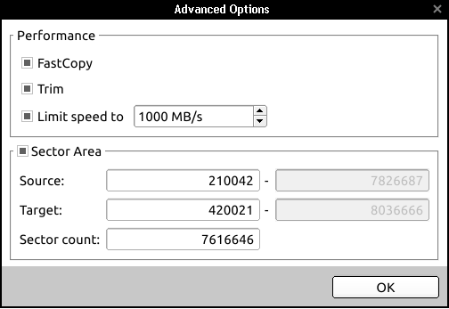 Advanced options