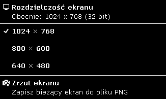 Aplet ekranu w wariancie "/S"