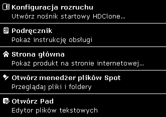 Menu przybornika