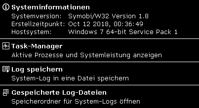 Systemstatus-Menü unter Windows