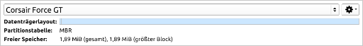 Datenträger-Dropdown und -information