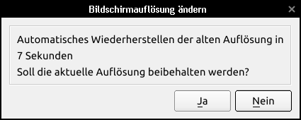 Bildschirmauflösung bestätigen