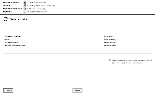 'Delete data' dialog