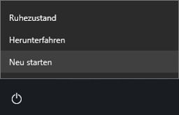 Neustart-Optionen von Windows