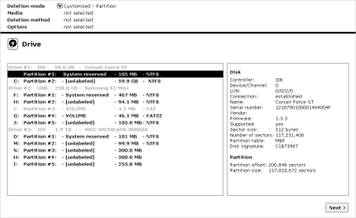 Selecting a Partition