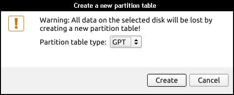 Create a new partition table